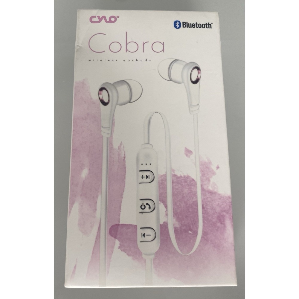 Cobra Wireless Earbuds White In Ear Hanging Wrap Around Neck Microphone Music